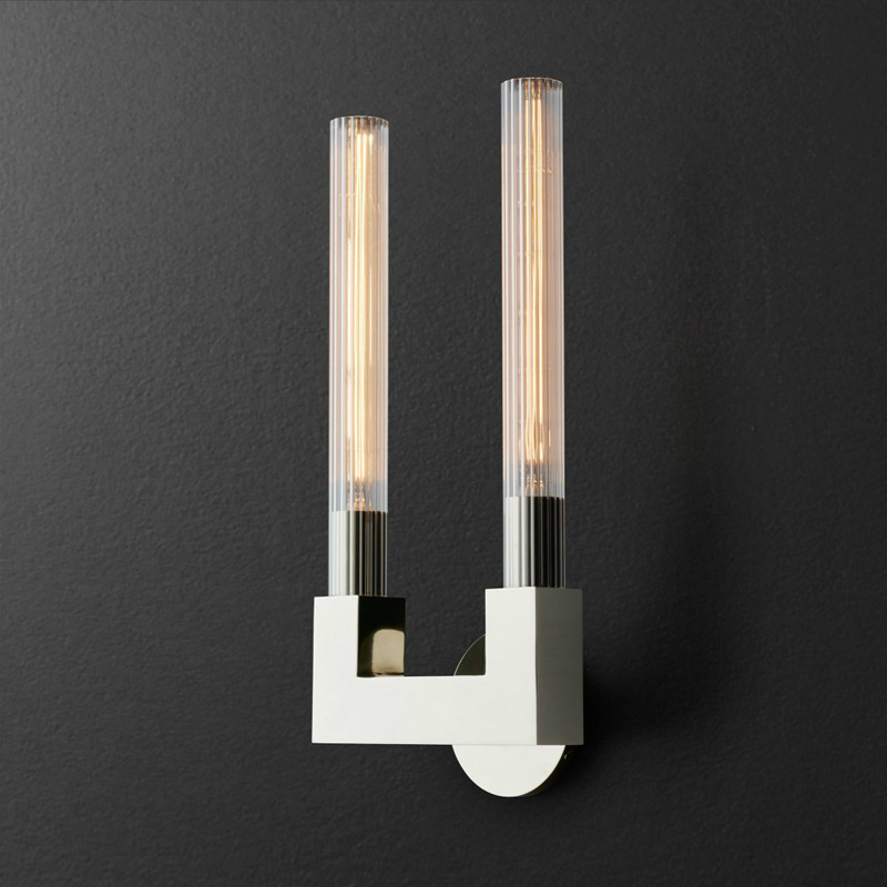 Лофт Бра RH CANNELLE wall lamp DOUBLE Sconces Chrome