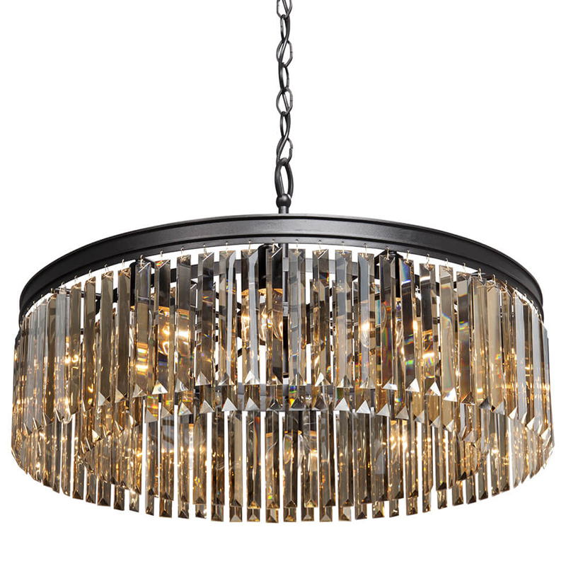 Люстра RH Rhys Amber GLASS Prism Round Chandelier Янтарное стекло 80