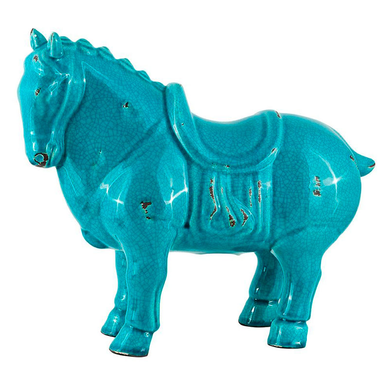 Фигурка керамика синяя лошадь большая Blue Horse