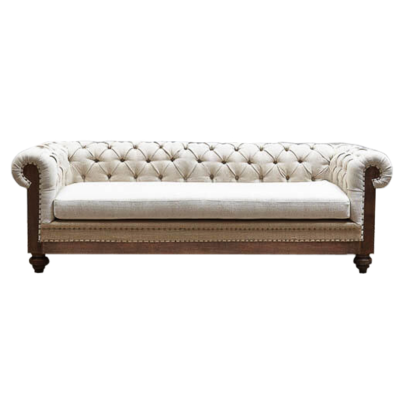 Диван Deconstructed Chesterfield Sofa triple Ivory Linen