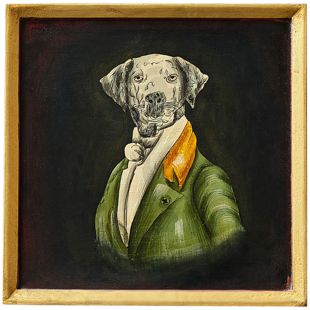 Постеры и Картины  Loft Concept Картина в квадратной раме Chinoiserie Grey Dog Portrait