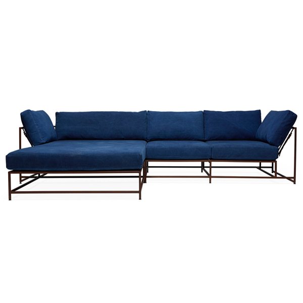   Loft Concept Угловой диван Indigo Denim and copper Sectional sofa