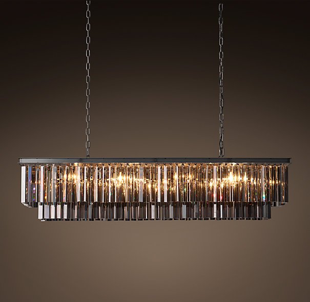 Люстра RH 1920s Odeon Smoke Glass Fringe Black iron 125