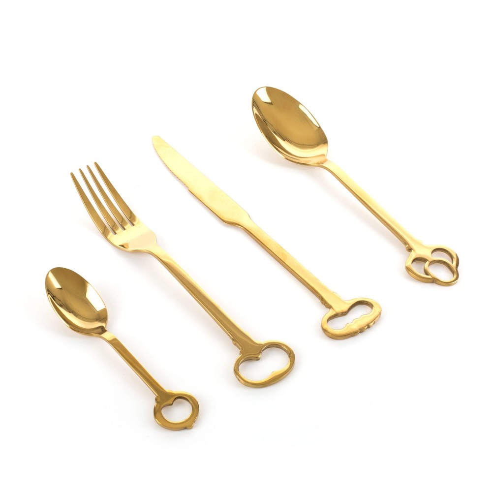 Столовые приборы  Loft Concept Набор столовых приборов Seletti Keytlery Gold set of 6