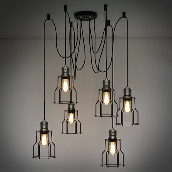 Люстра Loft Industrial 6 wire Cage Filament Pendant