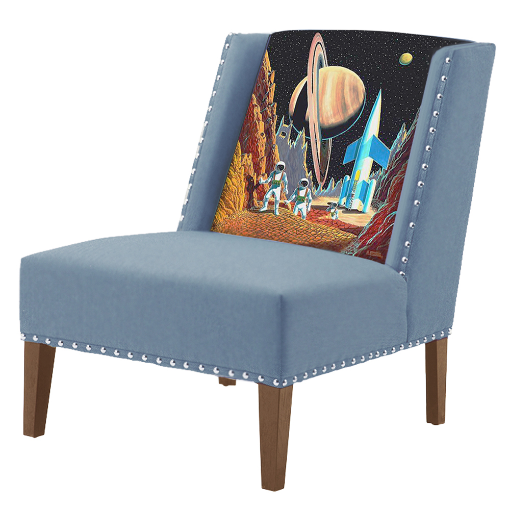 Кресла с рисунком  Loft Concept FUN Armchair Retro Futurism Blue Дизайнерское кресло с цветным принтом