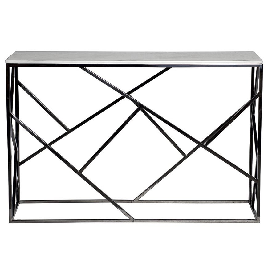 Консоль Serene Furnishing Dark Chrome Marble Top Console