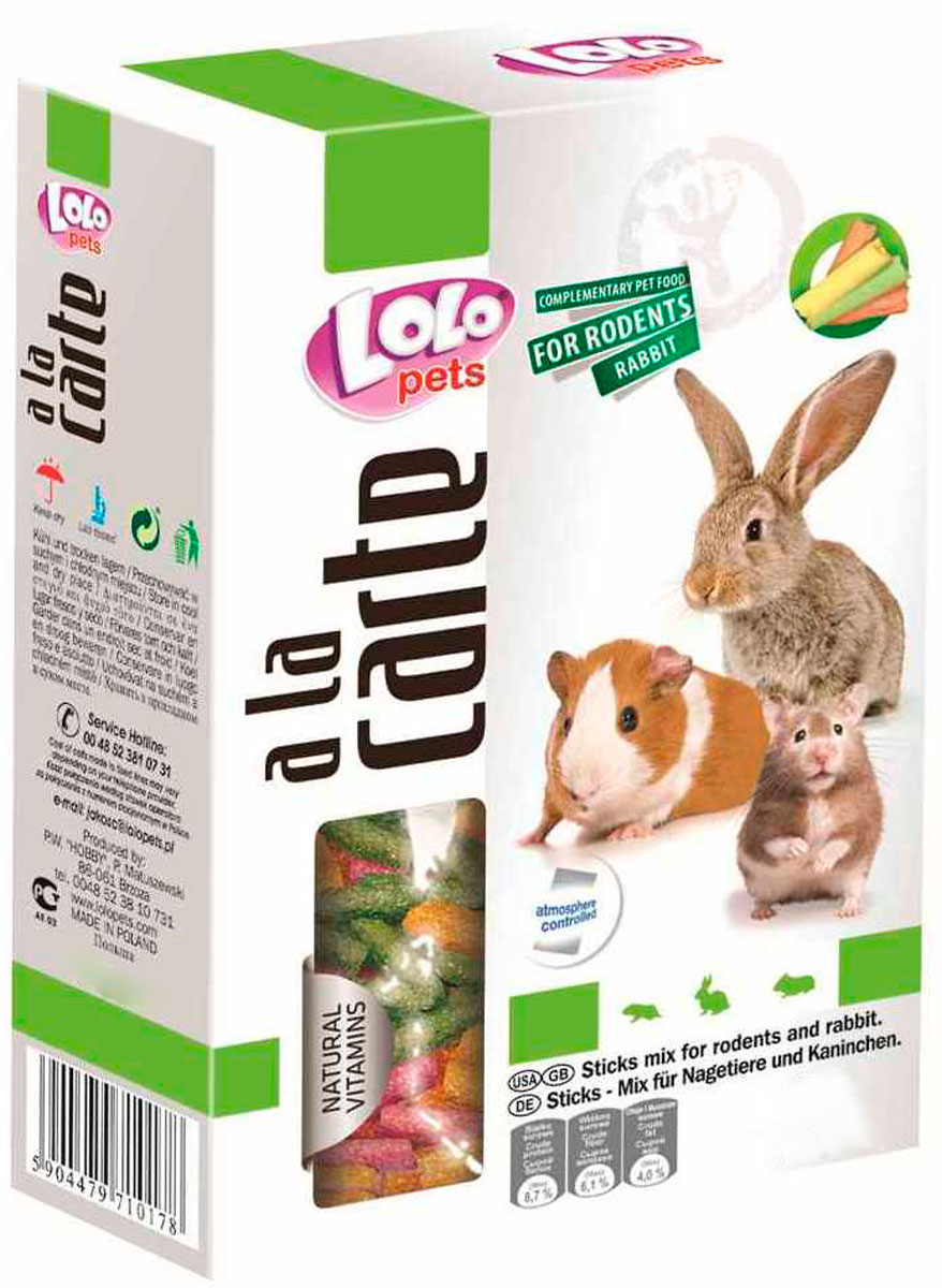 Для всех пород Lolo Pets A La Carte Mix палочки для грызунов и кроликов (60 гр)