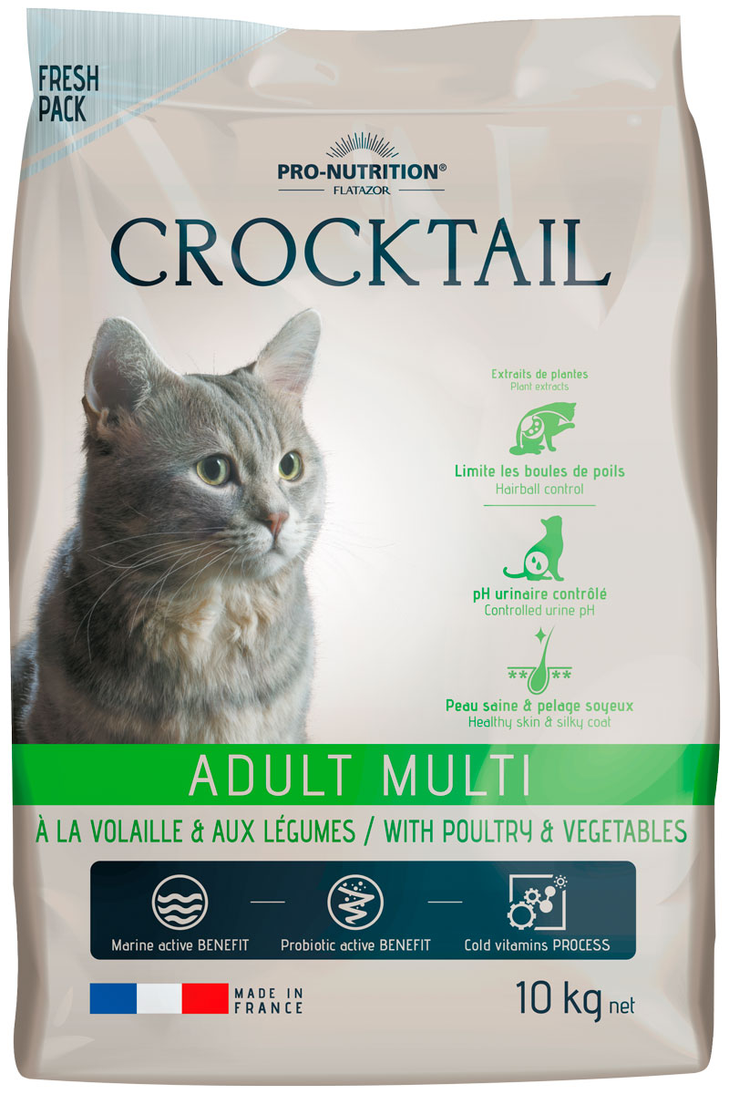 Flatazor Crocktail Adult Multi для взрослых кошек с птицей и овощами (2 + 2 кг)