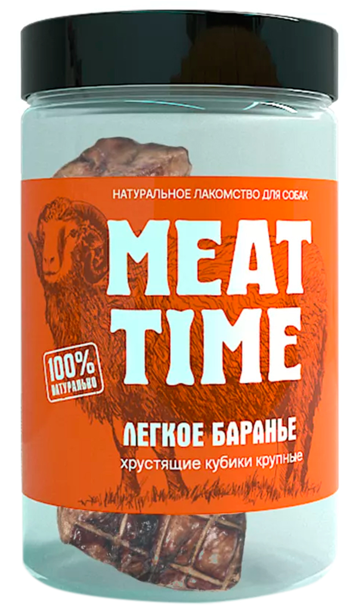 Лакомство Meat Time для собак легкое баранье хрустящие кубики крупные (70 гр)