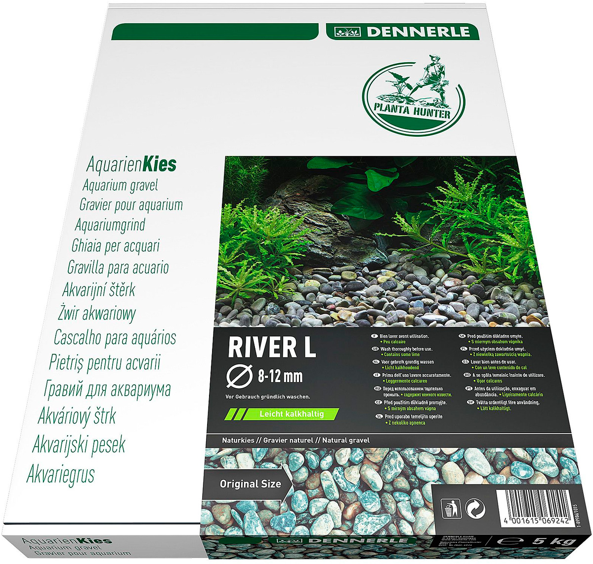 Грунт для аквариума Dennerle Nature Gravel PlantaHunter River L серый 8 – 12 мм 5 кг (1 шт)