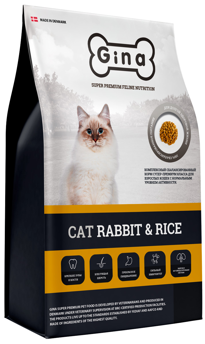 Gina Cat Rabbit & Rice для взрослых кошек с кроликом и рисом (3 кг)