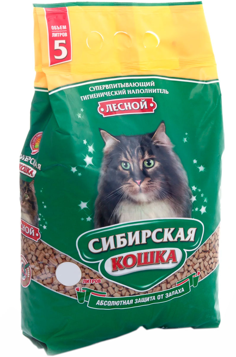 сибирская кошка лесной наполнитель древесный для туалета кошек (10 + 10 л)