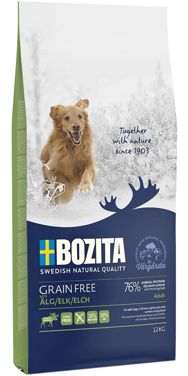 Bozita Grain Free Elk беззерновой для взрослых собак всех пород с нормальным уровнем активности с лосем (1,1 кг)