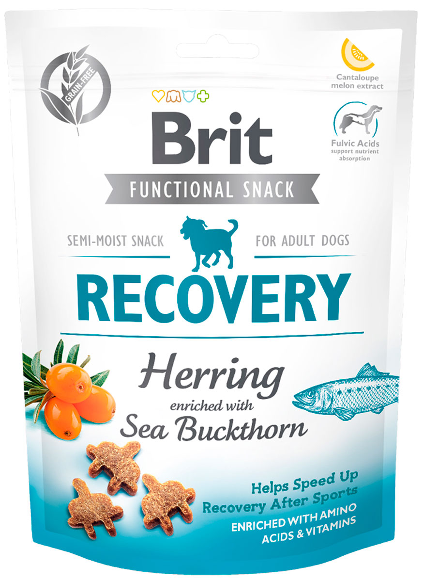 Лакомство Brit Care Recovery Herring для взрослых собак для восстановления после физических нагрузок с сельдью и облепихой (150 гр)