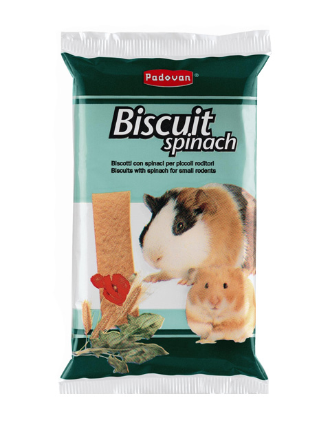 Для всех пород Padovan Biscuit Spinach бисквиты для грызунов со шпинатом (30 гр)