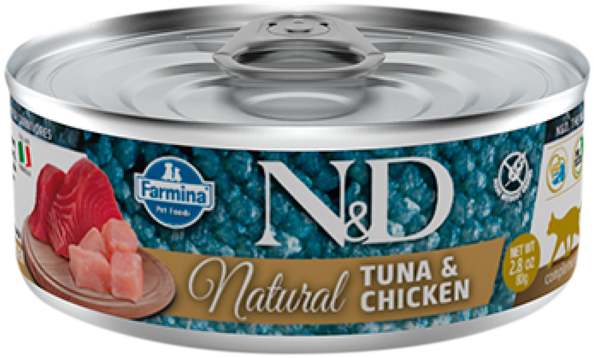 Farmina Cat N&d Natural Tuna & Chicken беззерновые д взрослых кошек с тунцом и курицей (80 гр х 12 шт)