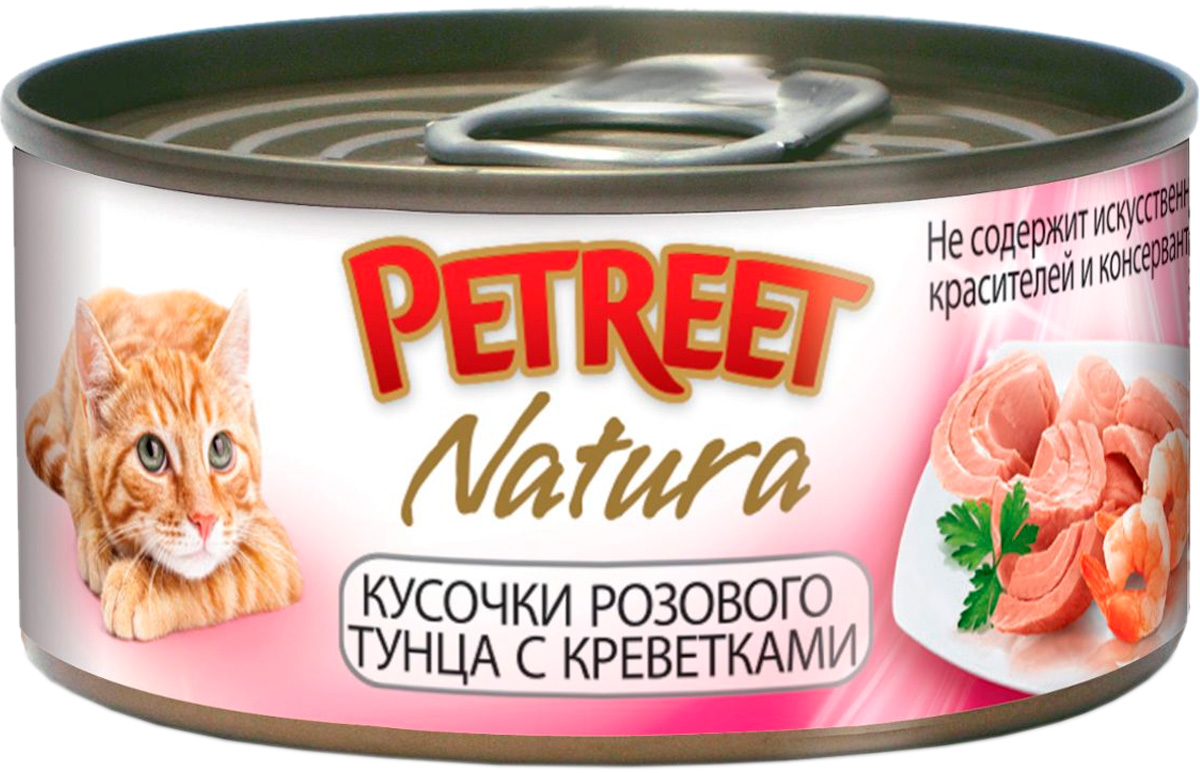 Petreet Natura для взрослых кошек с тунцом и креветками  (4 шт + 2 шт)