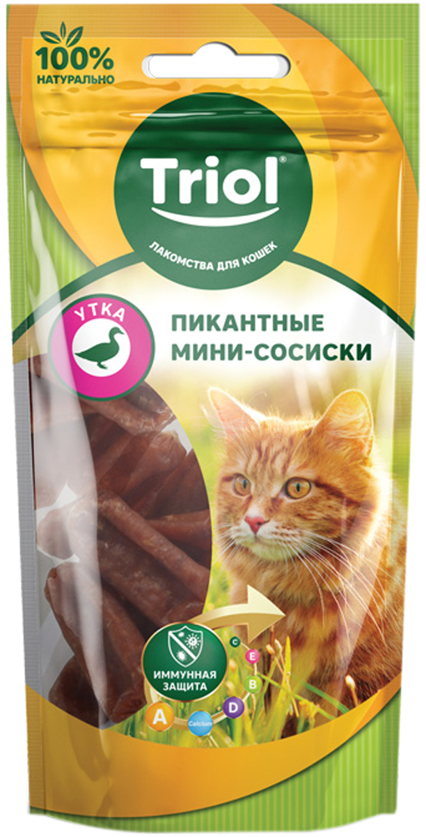 Лакомство Triol для кошек мини сосиски пикантные с уткой 50 гр (1 шт)