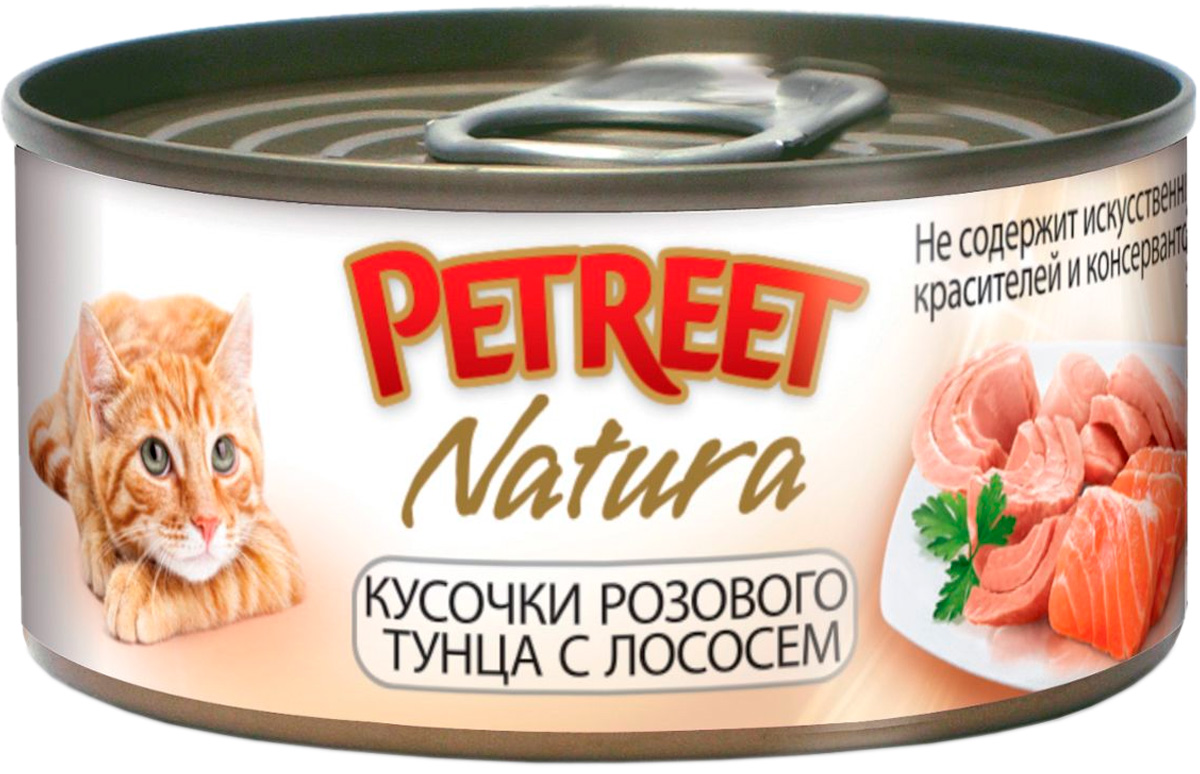 Petreet Natura для взрослых кошек с тунцом и лососем  (70 гр)