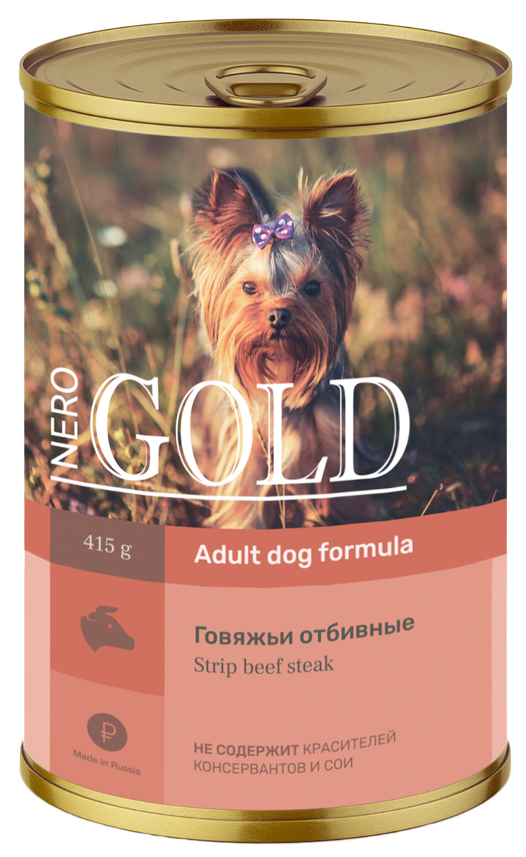 Nero Gold Adult Dog Strip Beef Steak для взрослых собак говяжьи отбивные (415 гр х 12 шт)