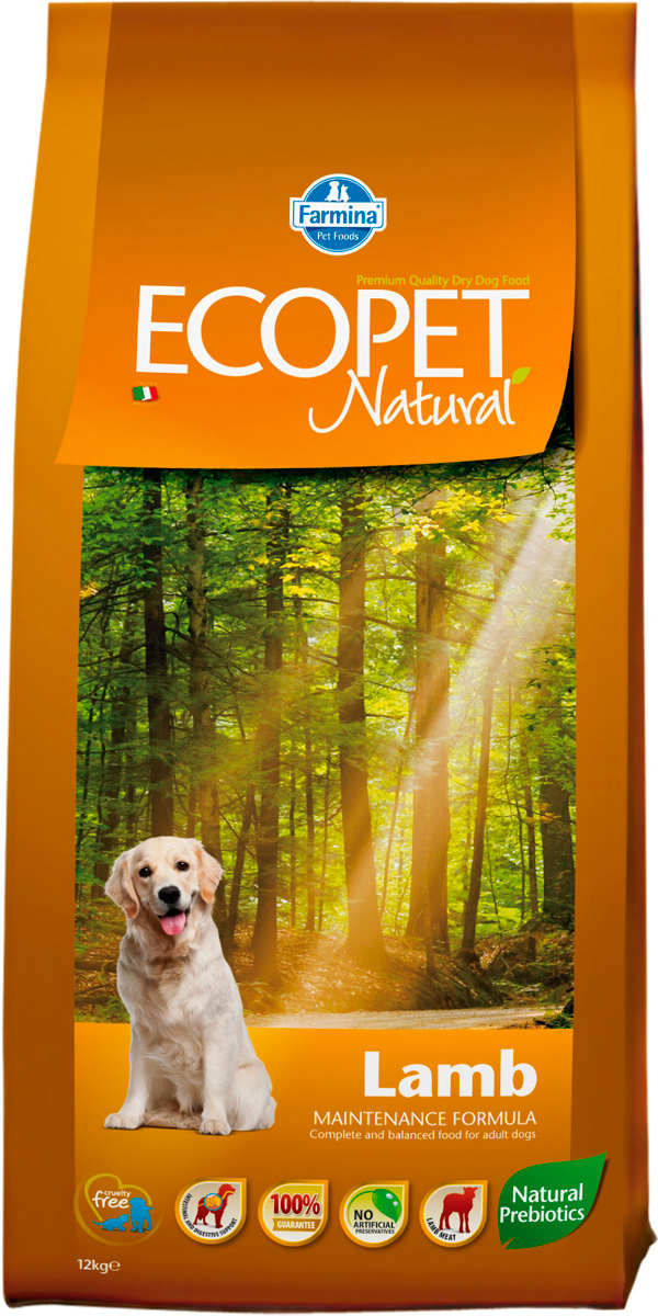 Ecopet Natural Adult Medium Lamb для взрослых собак средних пород с чувствительным пищеварением с ягненком (12 кг)