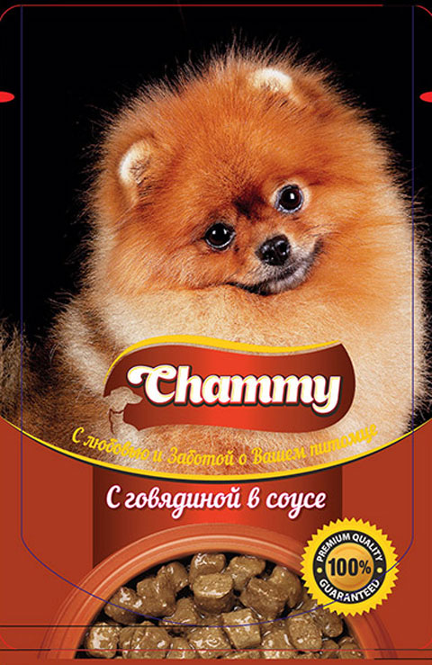  Chammy для взрослых собак с говядиной в соусе  (85 гр)