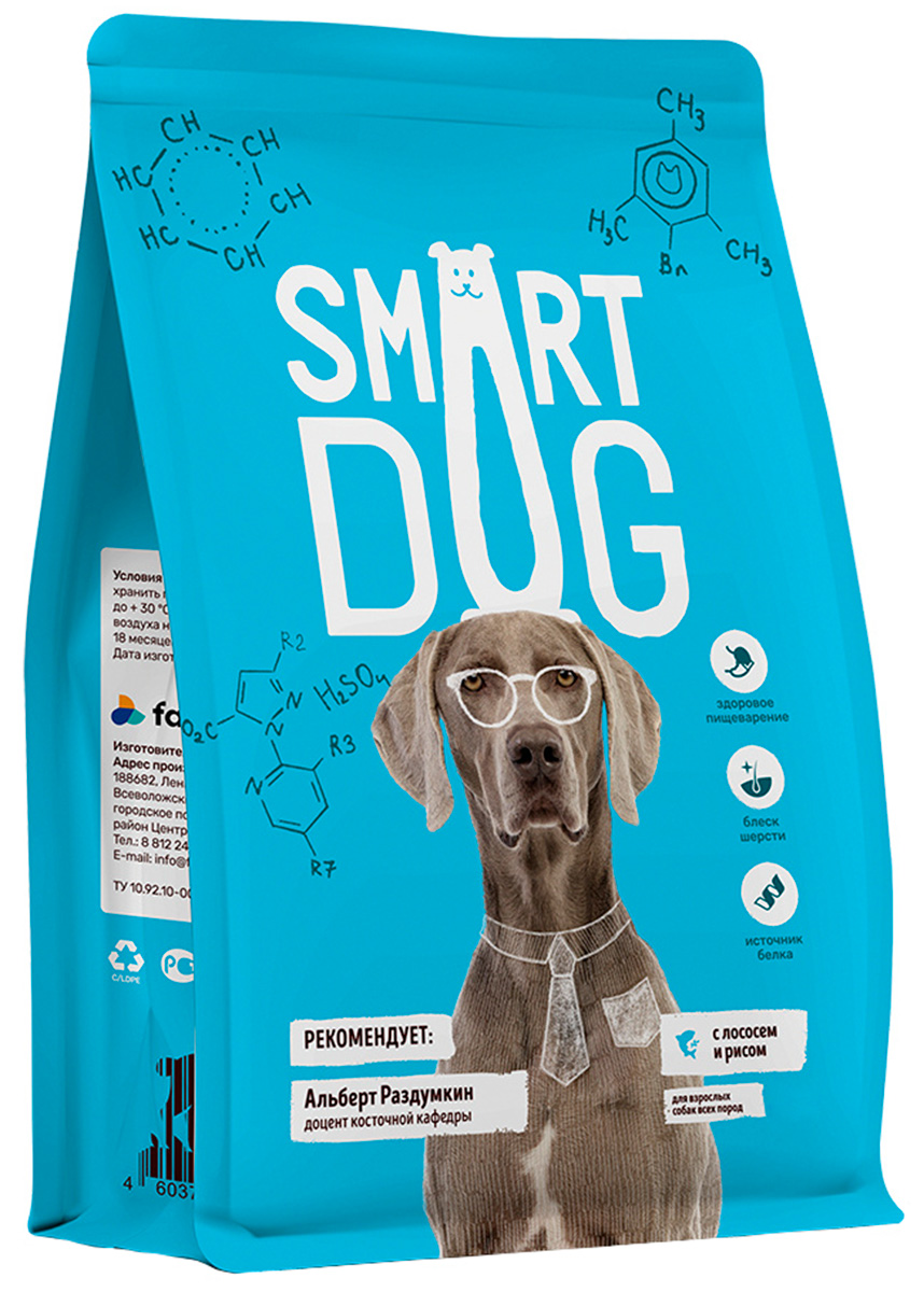 Smart Dog для взрослых собак всех пород с лососем и рисом (12 кг)