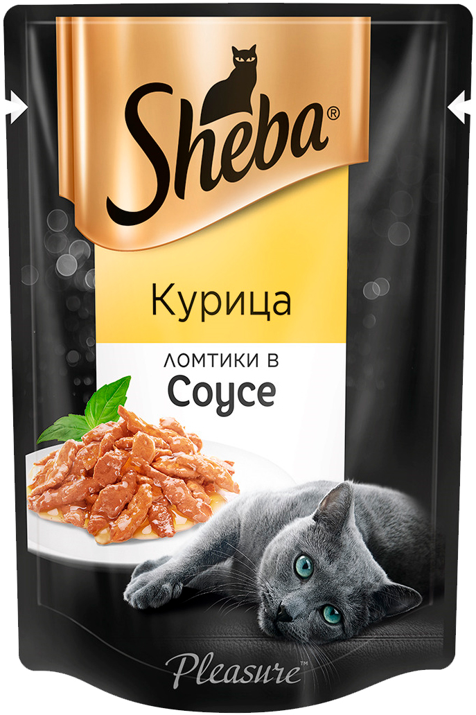  Sheba Pleasure для взрослых кошек ломтики в соусе с курицей  (85 гр х 24 шт)