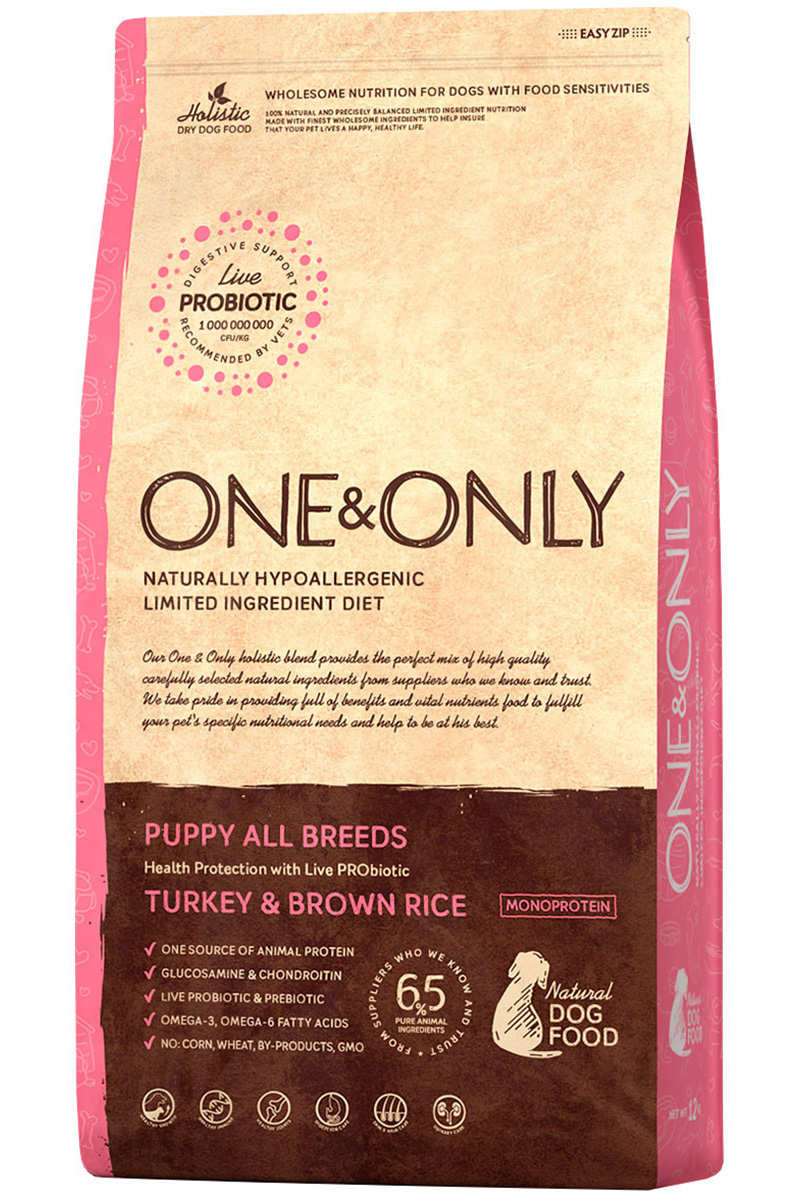 One&only Puppy All Breeds Turkey & Rice для щенков всех пород, беременных и кормящих сук с индейкой и рисом (12 кг)