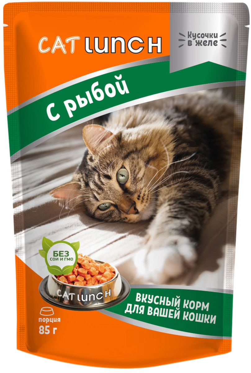 Cat Lunch для взрослых кошек с рыбой в желе  (85 гр х 24 шт)