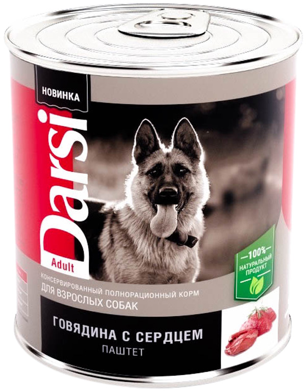   Магизоо Darsi Adult Dog для взрослых собак паштет с говядиной и сердцем  (850 гр)