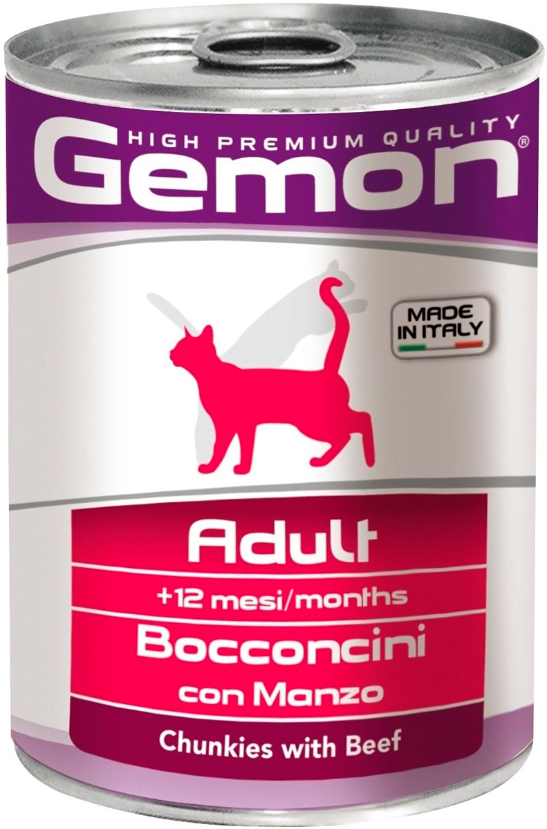 Gemon Cat Adult для взрослых кошек с кусочками говядины  (415 гр х 24 шт)