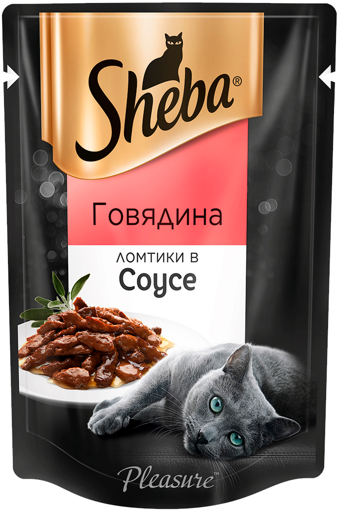   Магизоо Sheba Pleasure для взрослых кошек ломтики в соусе с говядиной  (85 гр)