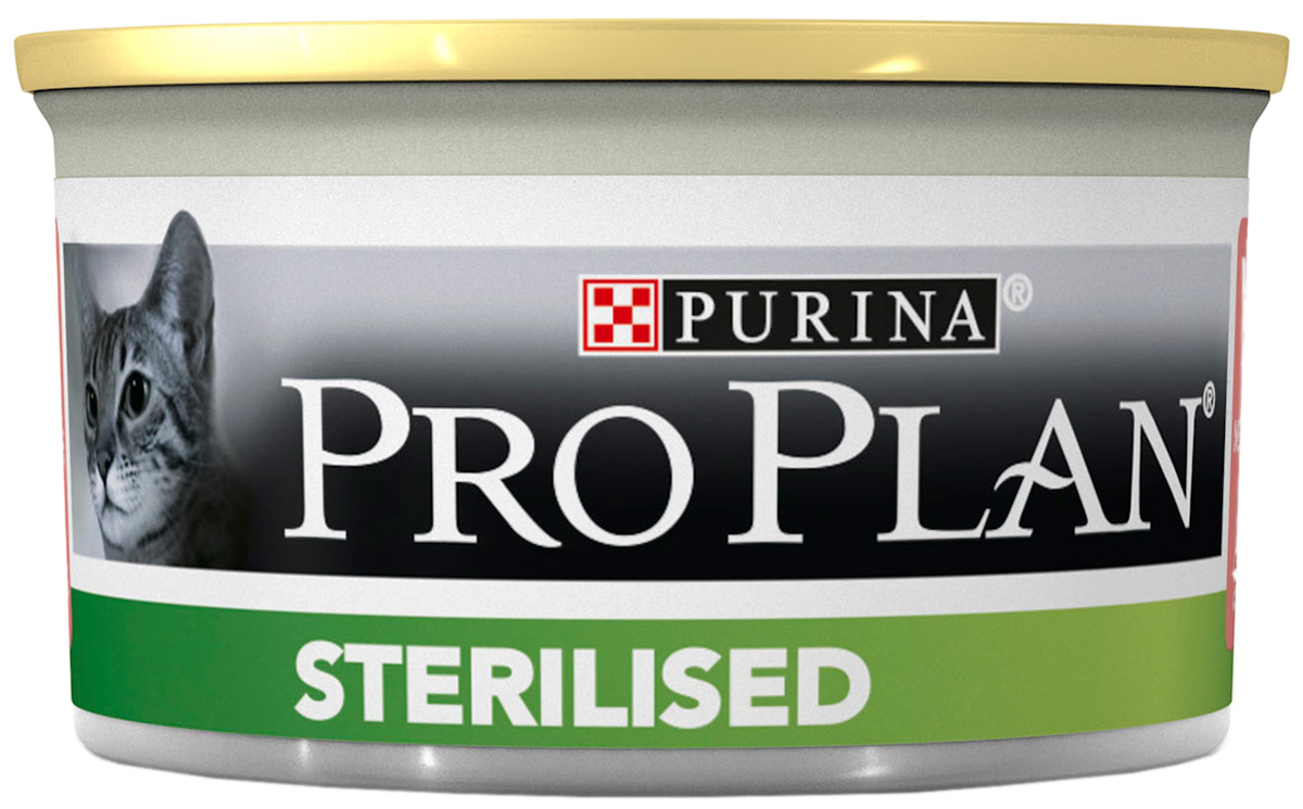 Для взрослых кошек Purina Pro Plan Cat Sterilised для взрослых кастрированных котов и стерилизованных кошек паштет с лососем и тунцом  (4 + 1 шт)