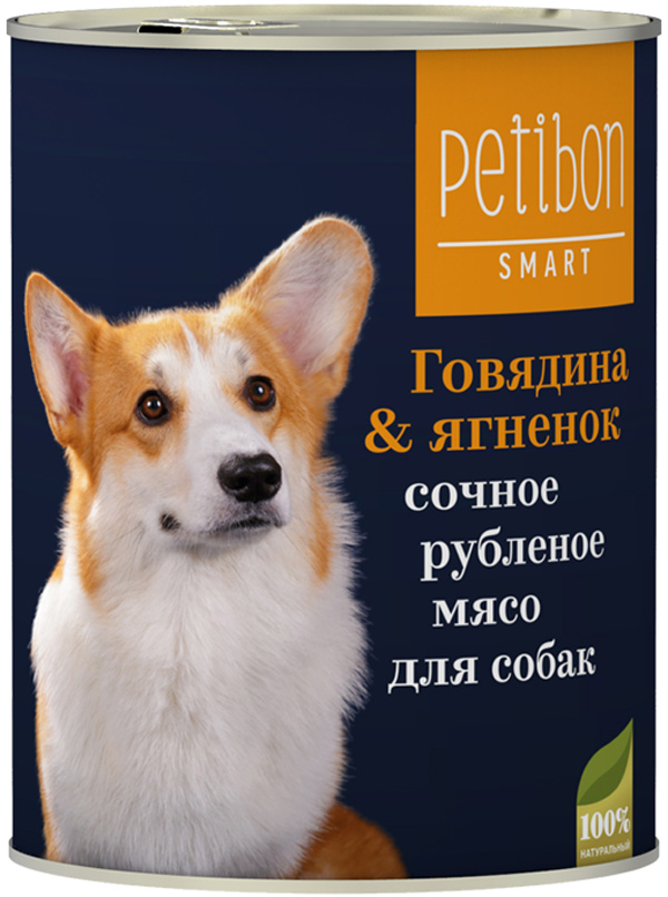  Petibon Smart для собак рубленое мясо с говядиной и ягненком (410 гр)