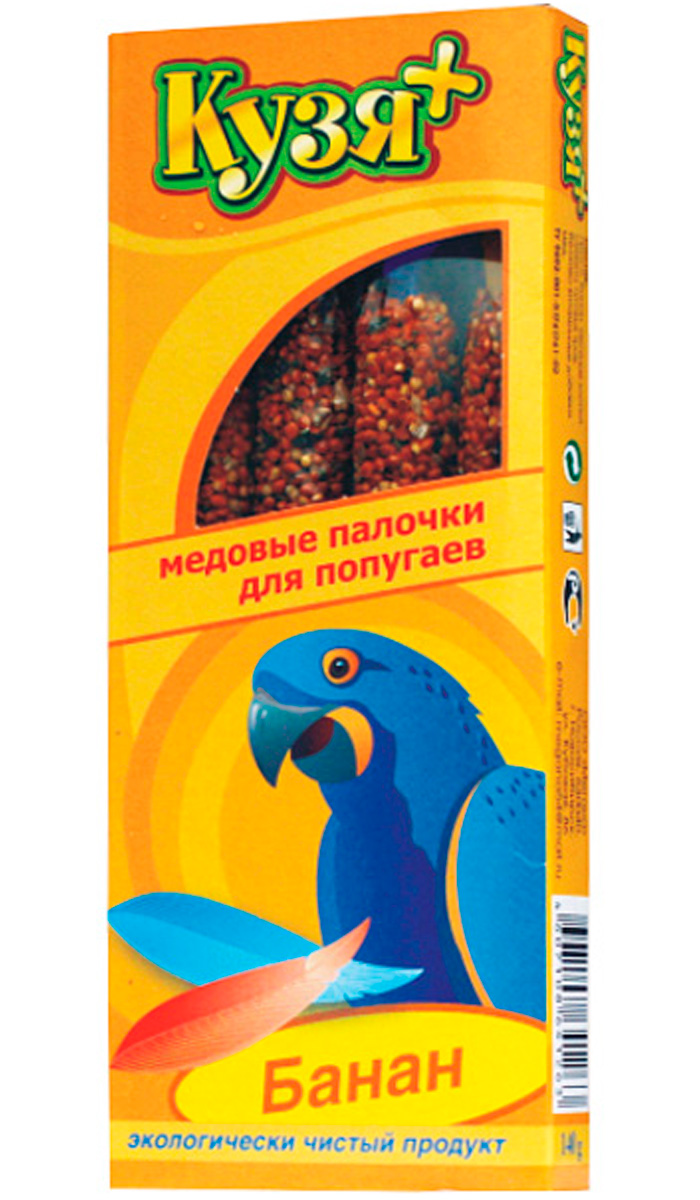 кузя+ лакомство для попугаев палочки медовые с бананом уп. 4 шт (1 шт)