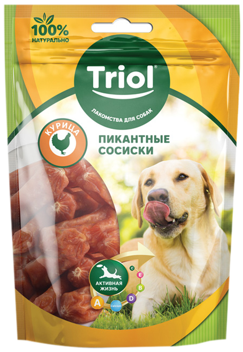  Лакомство Triol для собак сосиски пикантные с курицей 70 гр (1 шт)