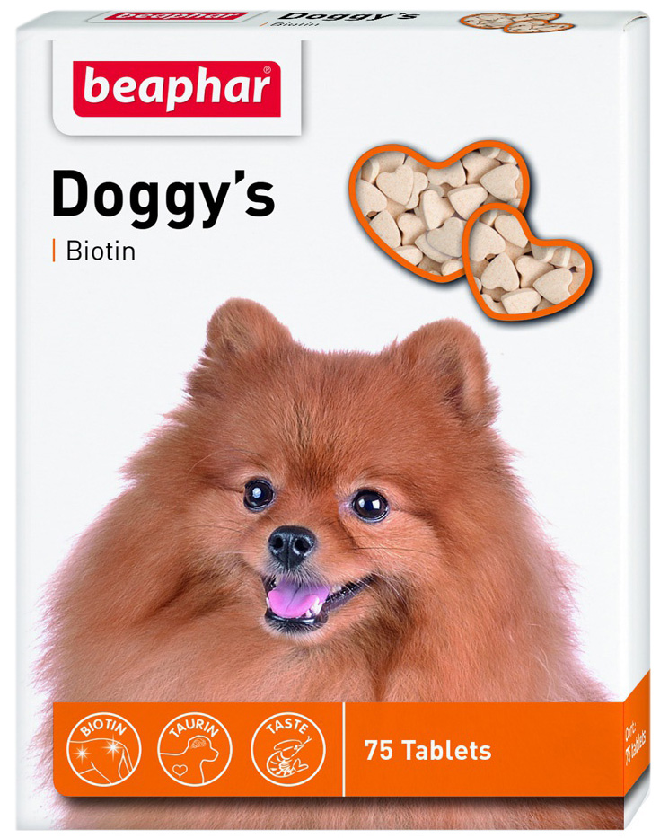  Beaphar Doggy's + Biotin – Беафар лакомство витаминизированное для собак с биотином (75 шт)