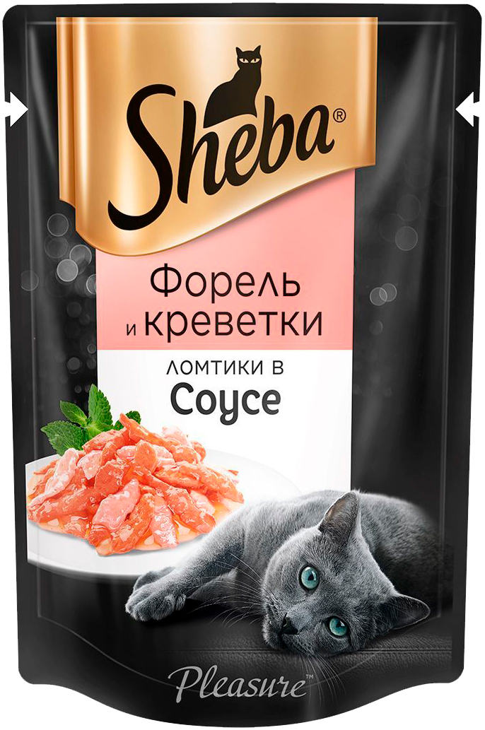   Магизоо Sheba Pleasure для взрослых кошек с форелью и креветками в соусе  (85 гр)