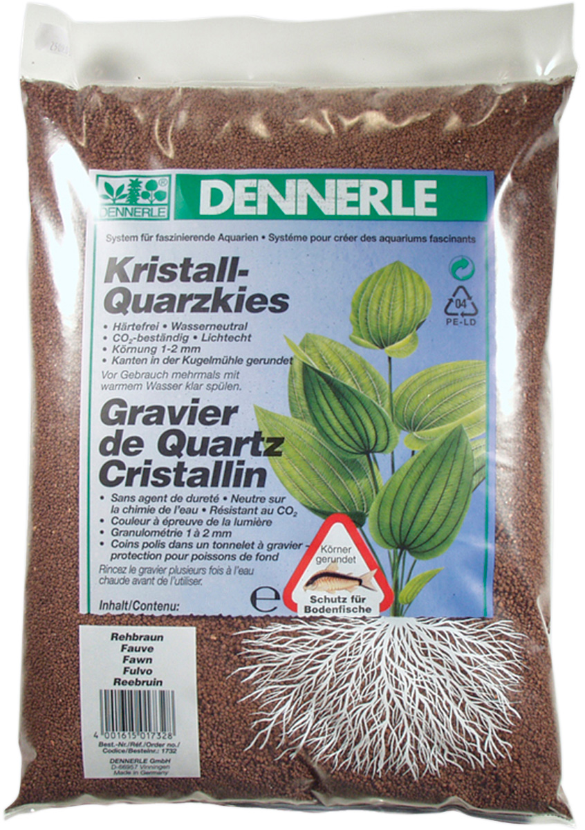 Грунт для аквариума Dennerle Crystal Quartz Gravel светло-коричневый 1 – 2 мм 5 кг (1 шт)