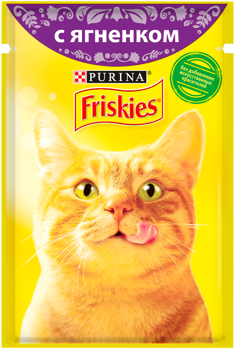  Friskies для взрослых кошек c ягненком в подливе  (85 гр)