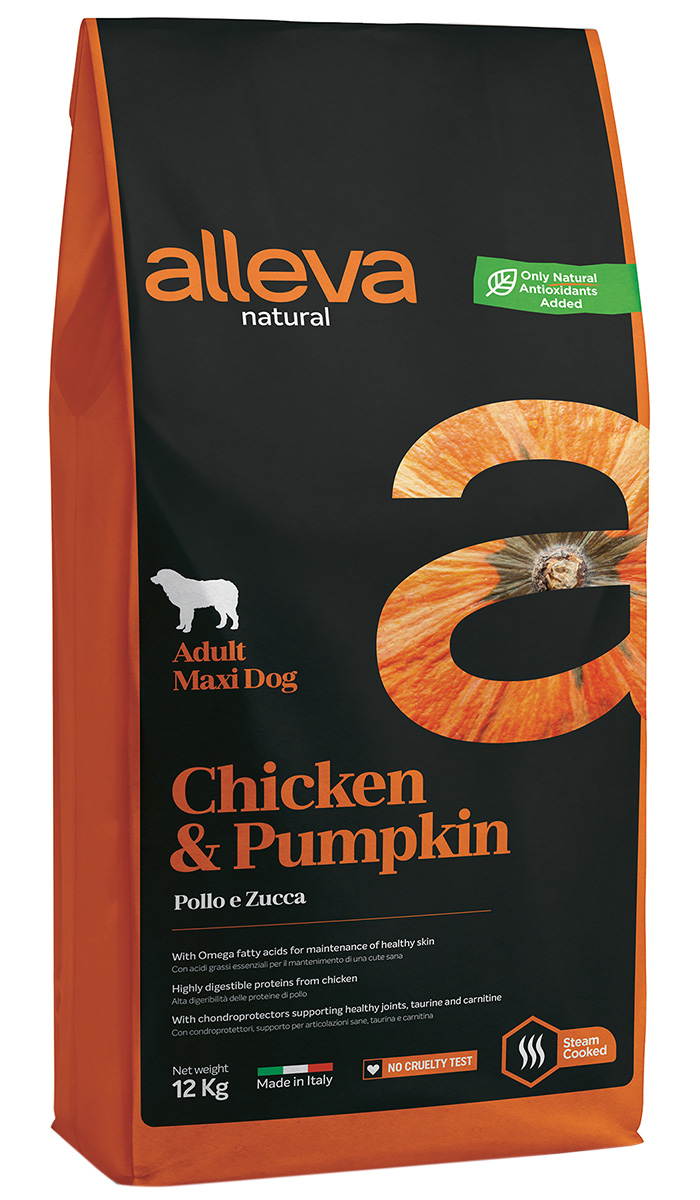 Alleva Natural Adult Dog Maxi Chicken & Pumpkin низкозерновой для взрослых собак крупных пород с курицей и тыквой (12 кг)