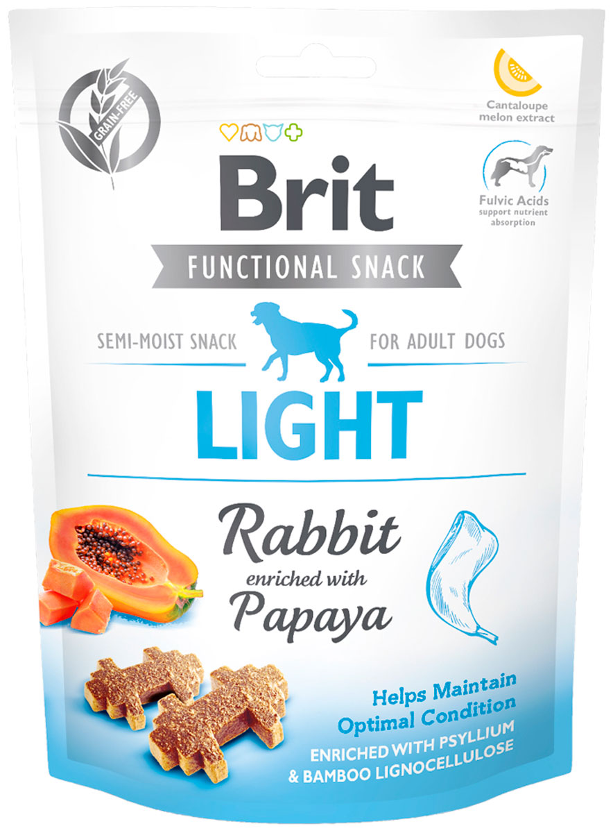 Лакомство Brit Care Light Rabbit диетическое для взрослых собак с кроликом и папайей (150 гр)