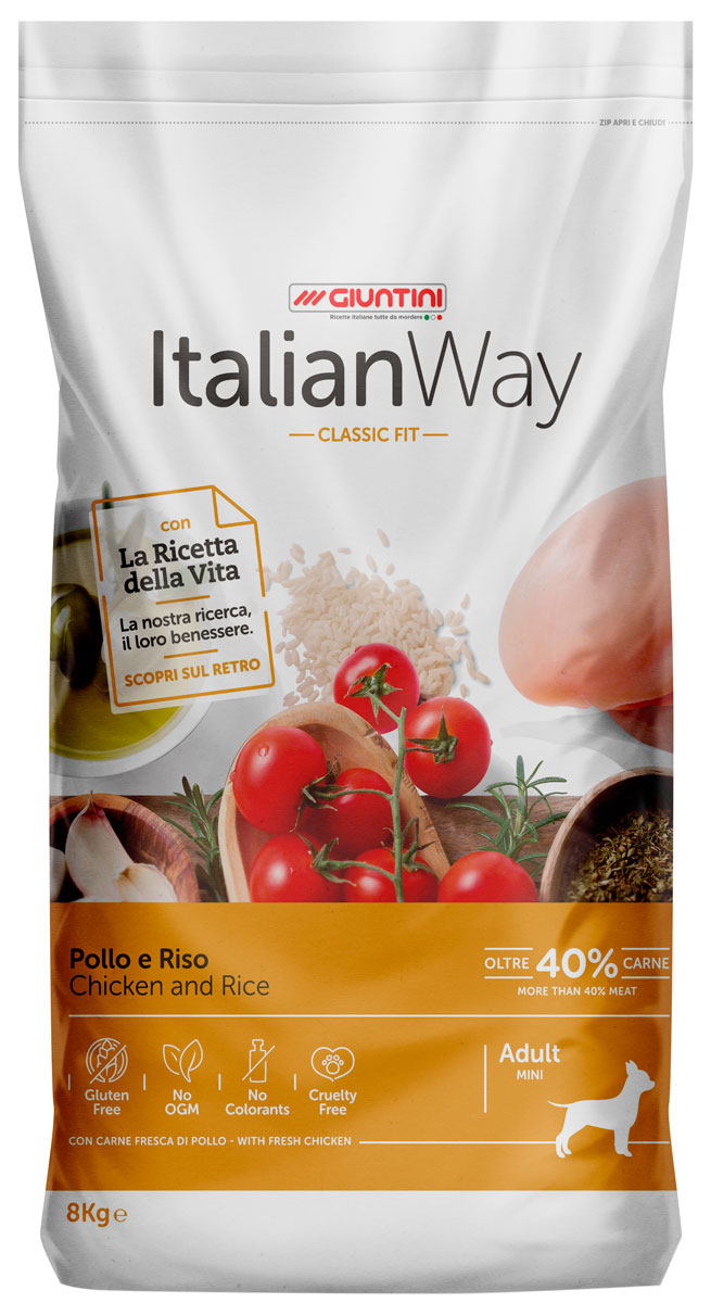   Магизоо Italian Way Dog Adult Mini безглютеновый для взрослых собак маленьких пород с курицей и рисом (8 кг)