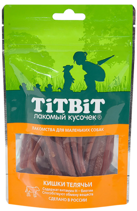 Лакомство Tit Bit лакомый кусочек для собак маленьких пород кишки телячьи (50 гр)