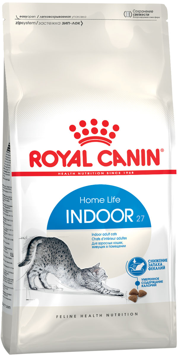  Royal Canin Indoor 27 для взрослых кошек живущих дома (2 кг)