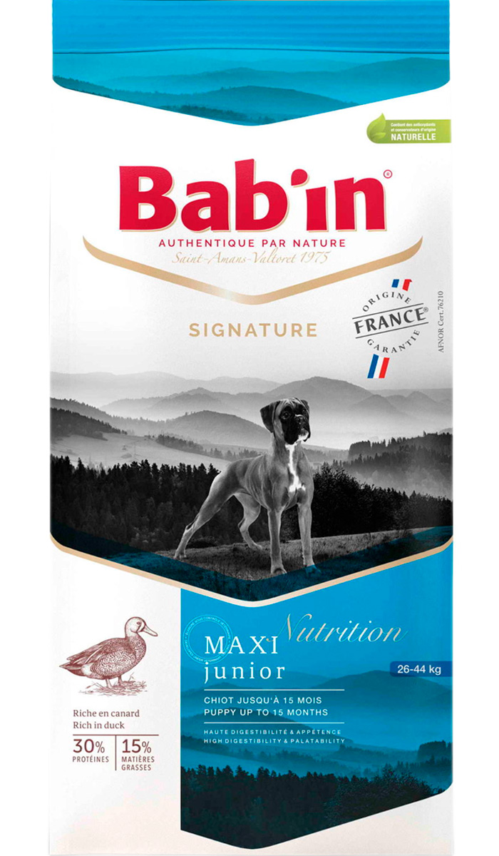 Bab’in Signature Maxi Junior для щенков крупых пород с уткой и свининой (15 кг)
