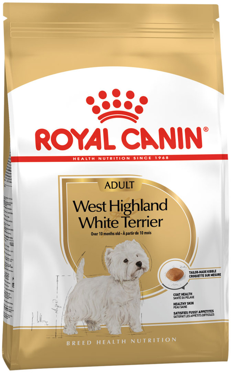 Для определенных пород Royal Canin West Highland White Terrier Adult для взрослых собак вест хайленд уайт терьер (1,5 кг)