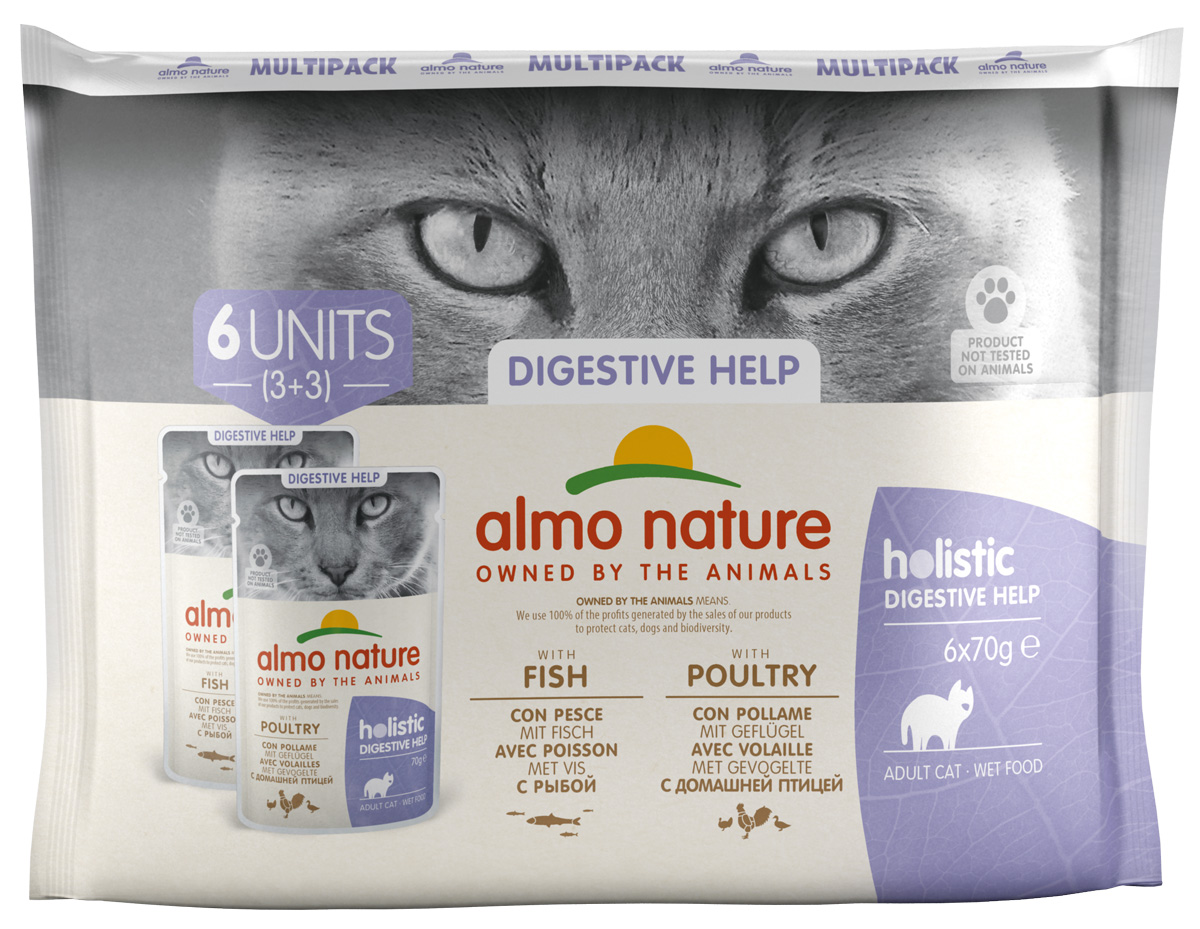 Classic  Магизоо Almo Nature Cat Daily Functional Multipac Sensitive набор паучей для взрослых кошек с рыбой и курицей 6 шт х 70 гр (1 шт)